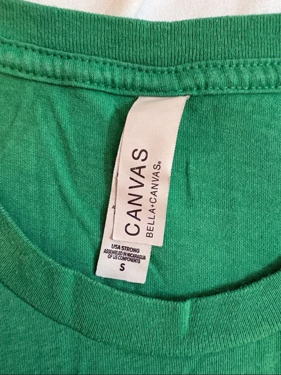 Bella Canvas Green Tee with White Rainbow Graphic - Picture 2 of 5